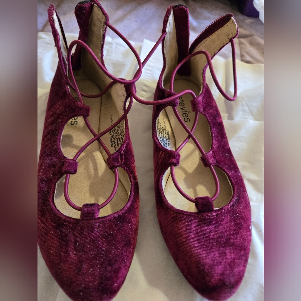 Burgundy Lace-Up Flats